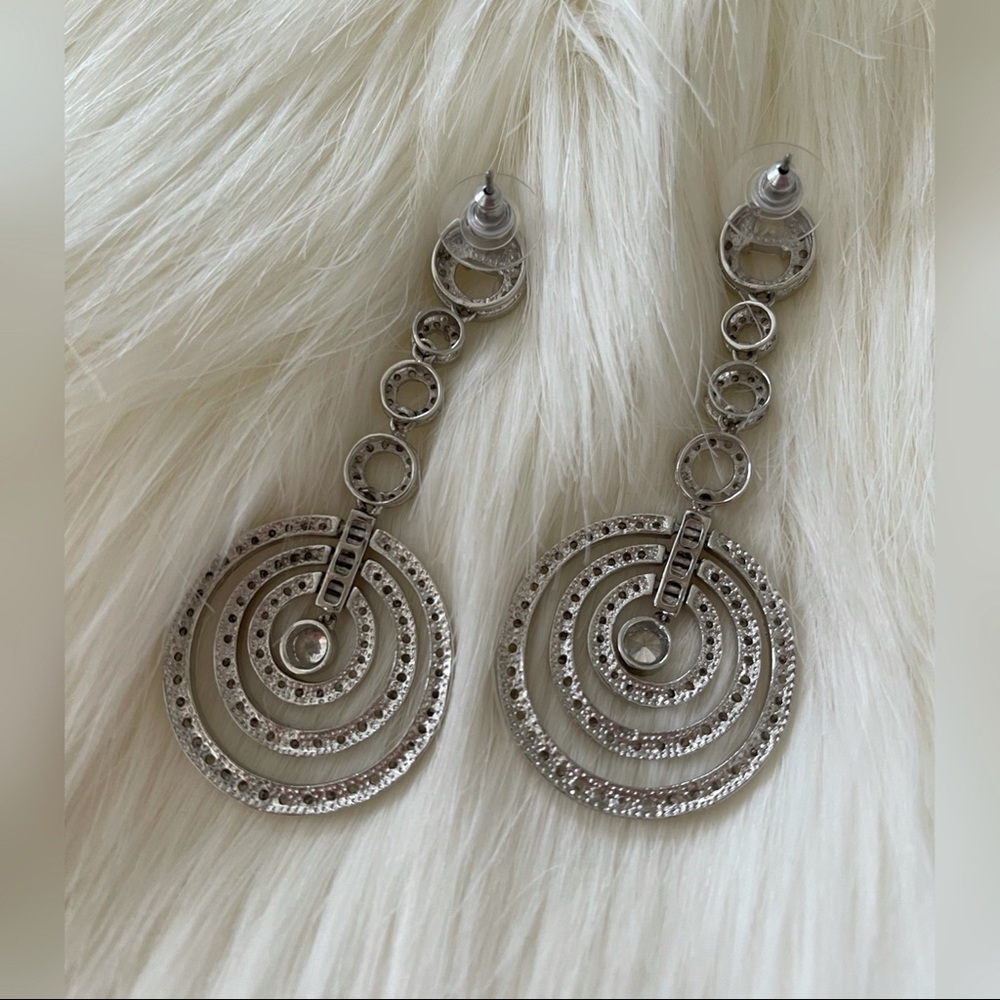 Circular Dangle Rhinestone Earrings - image 2